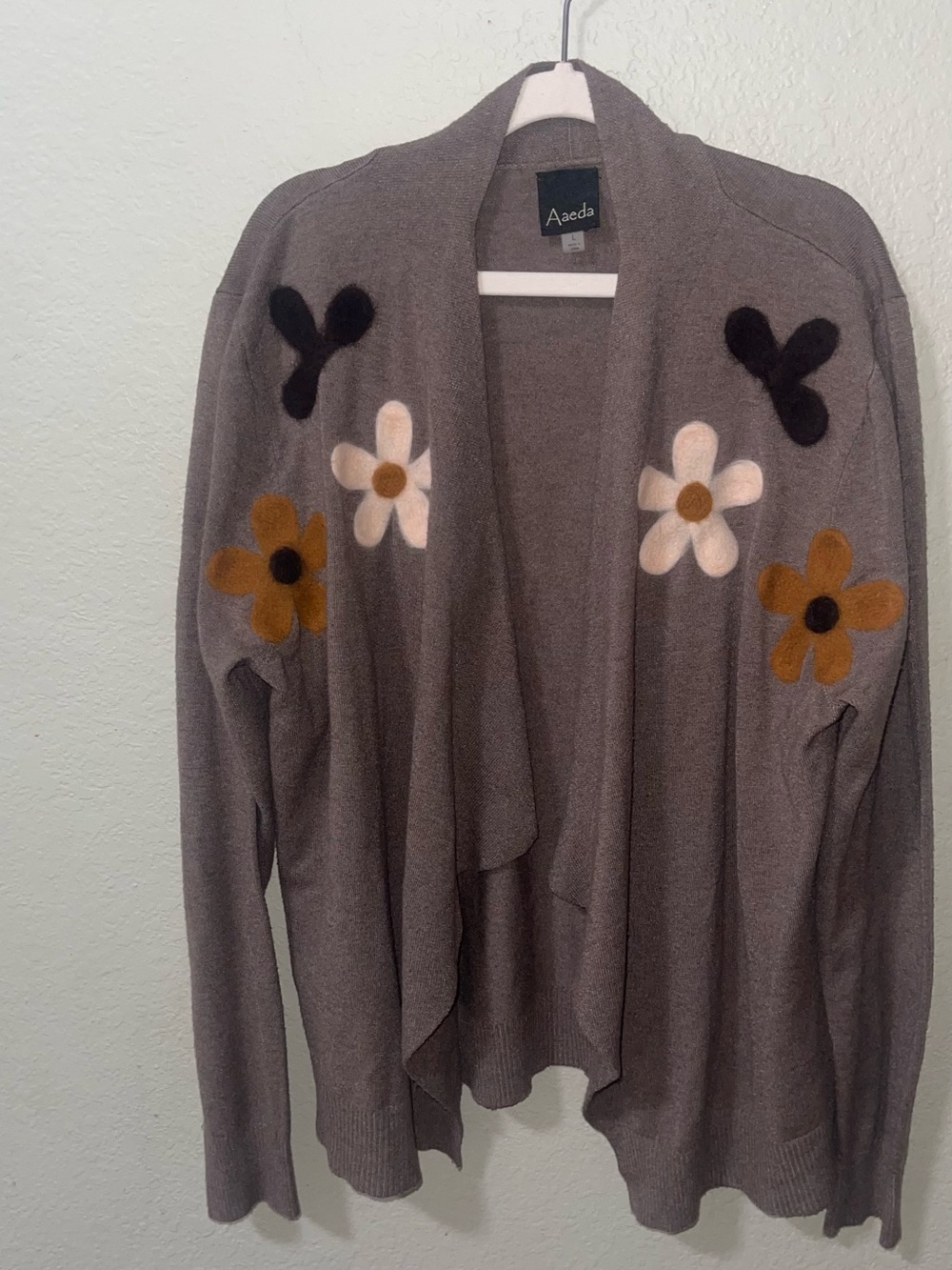 Light brown Floral Open-Front Women's Cardigan Sweater